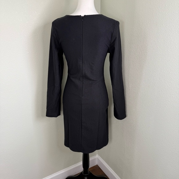 Vintage Adolfo Sanchez Black Wool Mesh Cut-Out Dress Size 4 - Picture 6 of 12